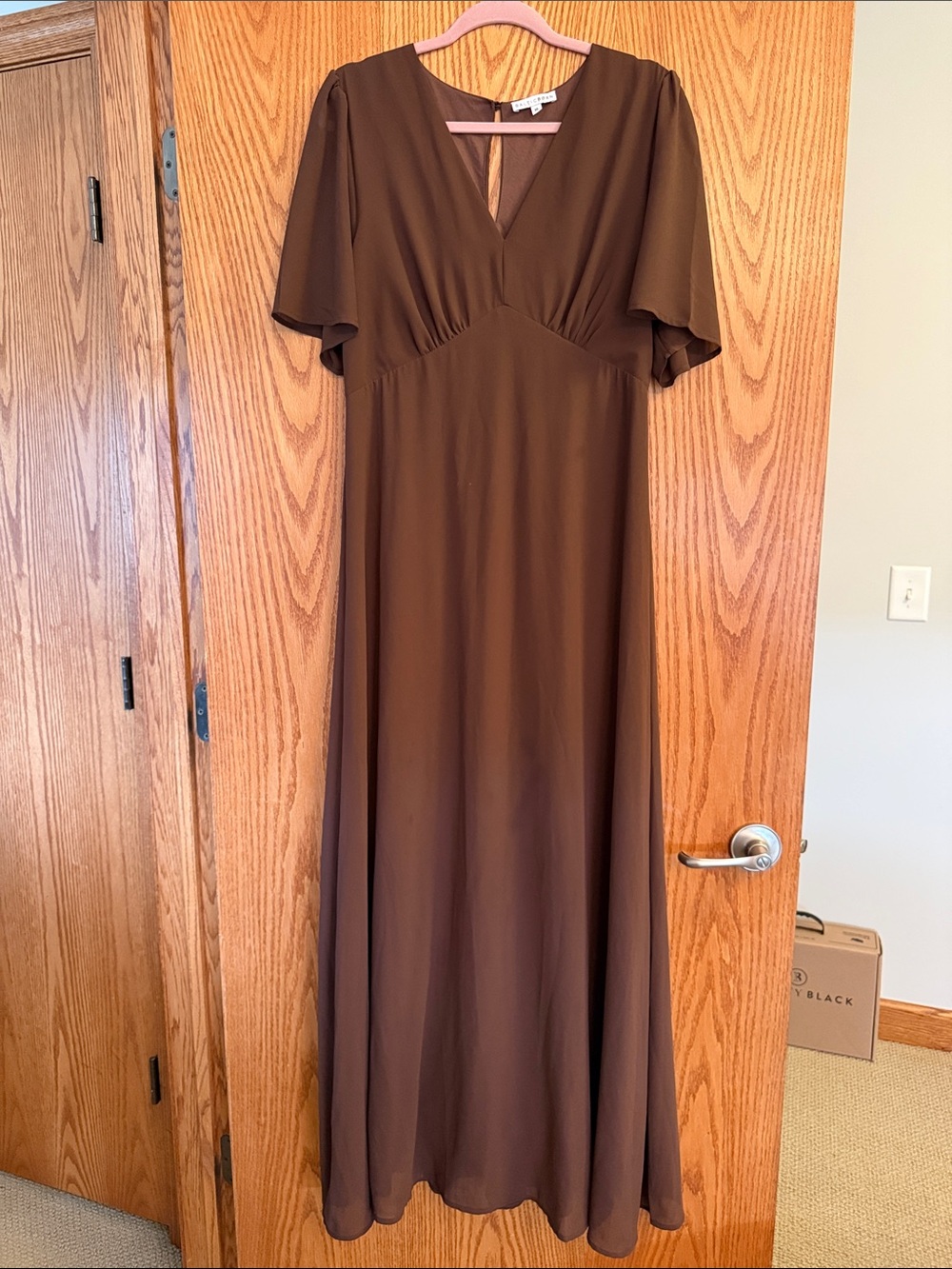 Baltic Born Chocolate Brown V‑Neck Maxi Dress